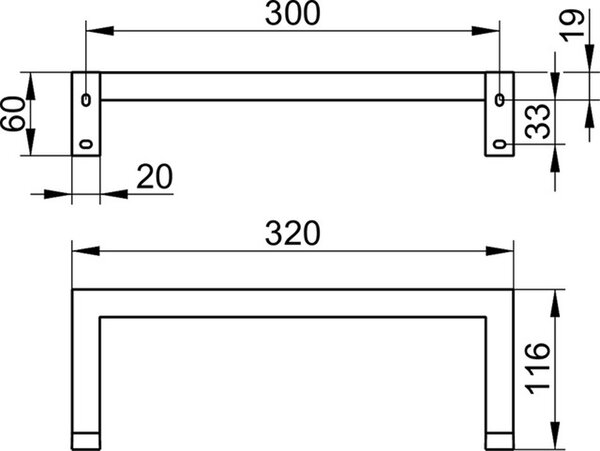 Полотенцедержатель Keuco Edition 90 Square, 320 мм, хром, 19121010000