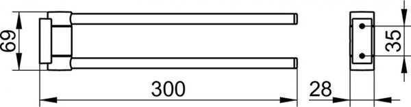 Полотенцедержатель двойной, поворотный Keuco Plan 14919370000, 300 мм, черный матовый