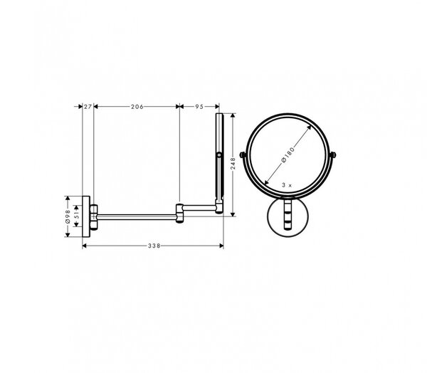 Косметическое зеркало без подсветки Hansgrohe Logis Universal 73561000