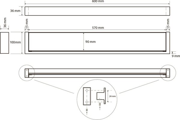 Полка стеклянная 600 мм Bemeta GAMMA 145802312