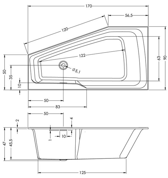 Акриловая ванна RIHO RETHING SPACE L 180х110