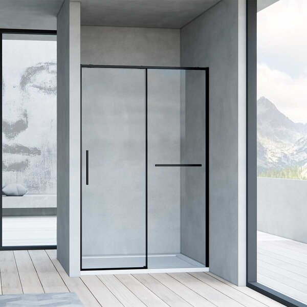 Душевая дверь Vincea Слим Софт (Slim Soft) VDS-1SS110CLB 110x200 см, профиль черный матовый. Размер регулировки 1080-1100 мм