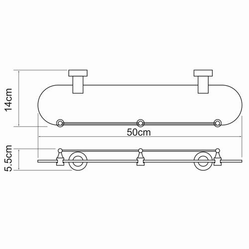 Полка стеклянная WasserKRAFT Donau K-9400 K-9444