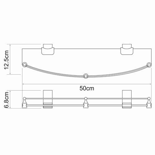 Полка стеклянная с бортиком WasserKRAFT Leine K-5000 K-5044