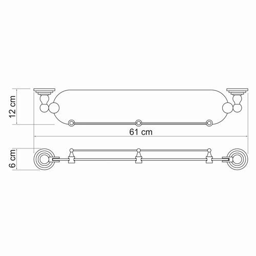 Полка стеклянная с бортиком WasserKRAFT Ammer K-7000 K-7044