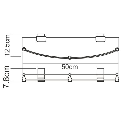 Полка стеклянная с бортиком WasserKRAFT Lopau K-6000 K-6044