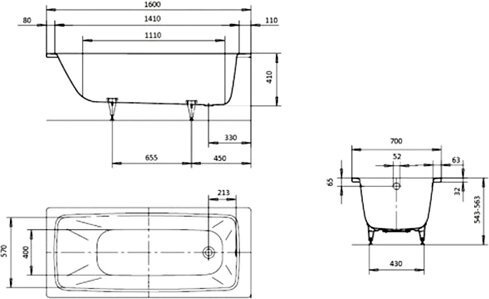 Стальная ванна KALDEWEI Cayono 160x70 easy-clean mod. 748 274800013001