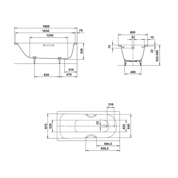 Стальная ванна KALDEWEI Saniform Plus 180x80 anti-sleap mod. 375-1 112830000001