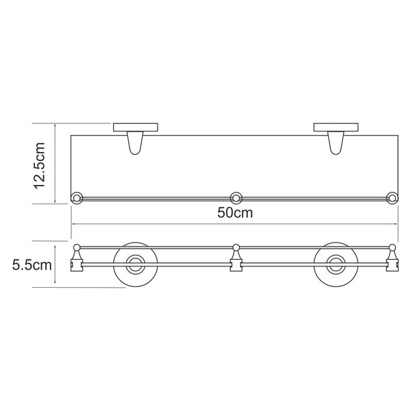 Полка стеклянная с бортиком WasserKRAFT Rhein K-6200 K-6244