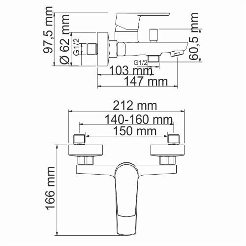 Смеситель для ванны с душем WasserKRAFT Dill 6100 6101 хром