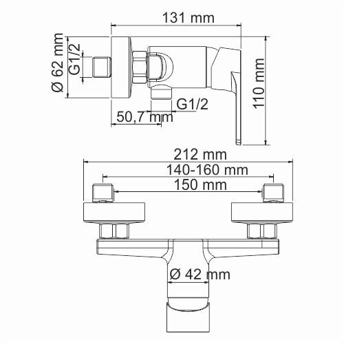 Смеситель для душа WasserKRAFT Dill 6100 6102 хром
