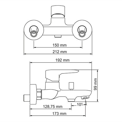Смеситель для ванны с душем WasserKRAFT Vils 5600 5601 хром