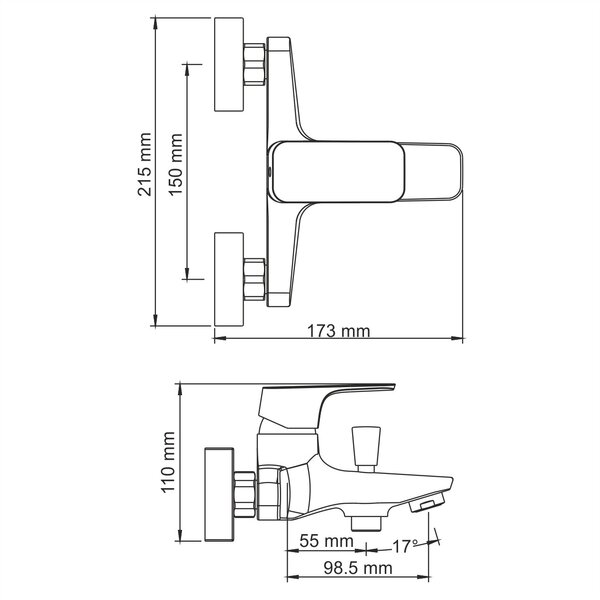 Смеситель для ванны с душем WasserKRAFT Salm 2700 2701 хром