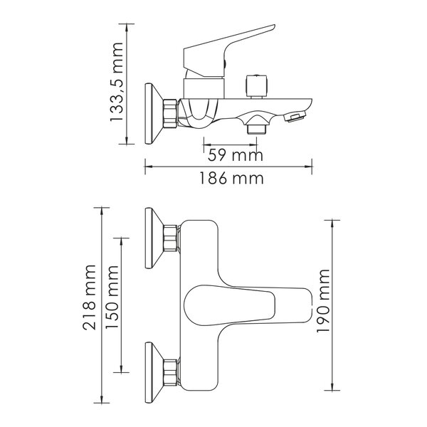 Смеситель для ванны с душем WasserKRAFT Lippe 4500 4501 хром