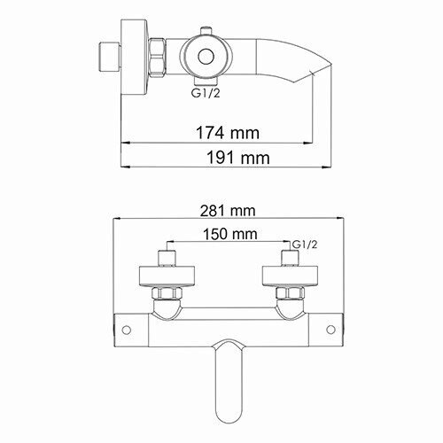 Термостатический смеситель для ванны с душем WasserKRAFT Berkel 4800 4811 хром