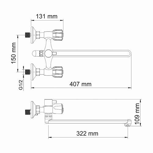 Смеситель для ванны с душем WasserKRAFT Amper 2900 2902L хром