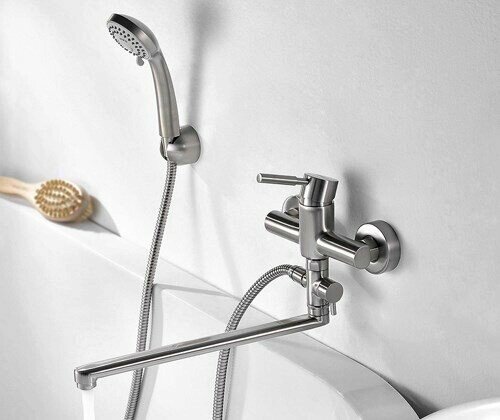 Смеситель для ванны с душем WasserKRAFT Wern 4200 4202L матовый хром
