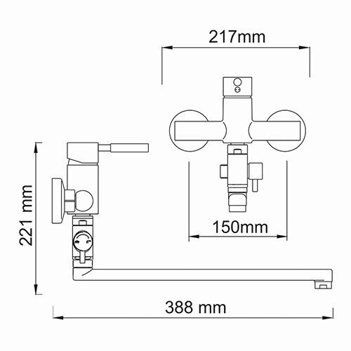 Смеситель для ванны с душем WasserKRAFT Wern 4200 4202L матовый хром