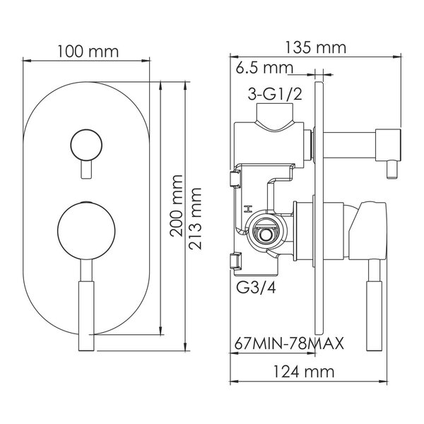Смеситель для душа WasserKRAFT Main 4100 4141 хром на 2 выхода