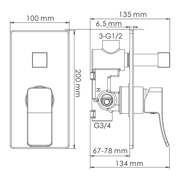 Смеситель для душа WasserKRAFT Aller 1060 10641 хром на 2 выхода