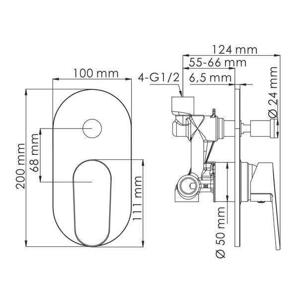 Смеситель для душа WasserKRAFT Donau 5300 5361 хром на 2 выхода