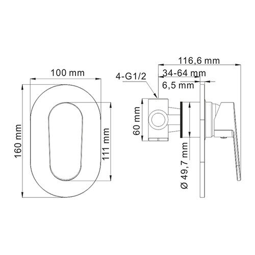 Смеситель для душа WasserKRAFT Donau 5300 5351 хром