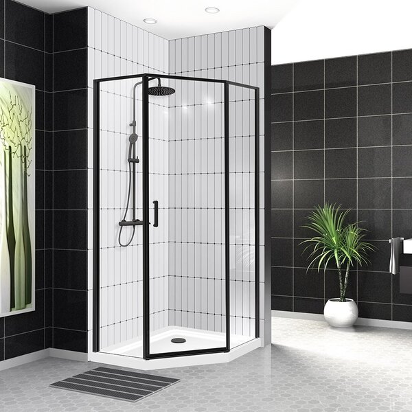 Душевой уголок BelBagno UNO-195-P-1-90-C-NERO стекло Прозрачное 90х90