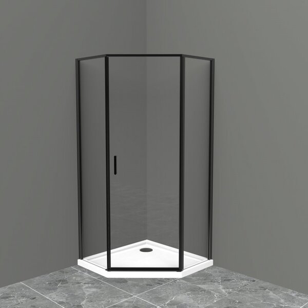 Душевой уголок BelBagno UNO-195-P-1-90-C-NERO стекло Прозрачное 90х90