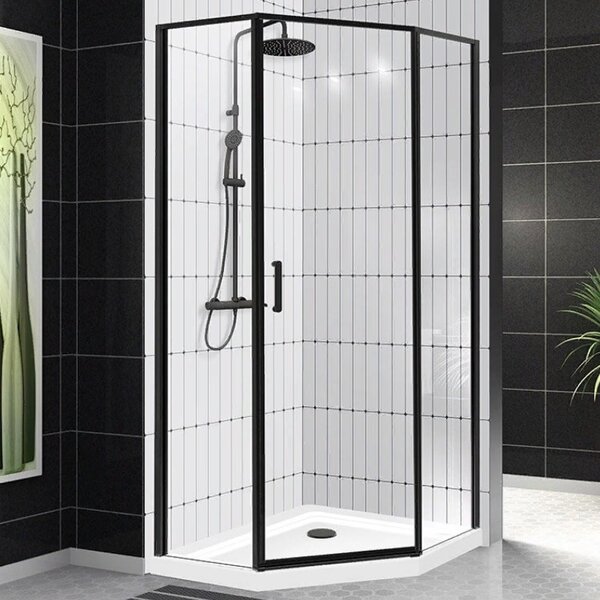 Душевой уголок BelBagno UNO-195-P-1-90-C-NERO стекло Прозрачное 90х90