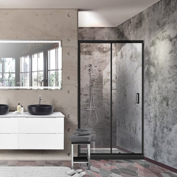 Душевая дверь BelBagno UNO-195-BF-1-120-C-NERO, стекло прозрачное, регулировка 118,8-121,2 см