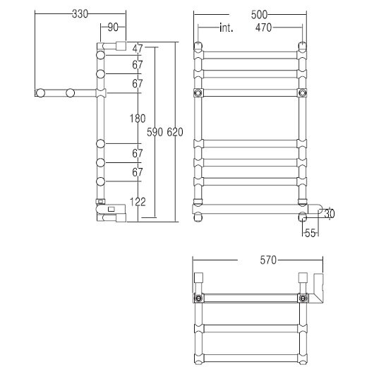 Электрический полотенцесушитель Margaroli 552 BOX 5524706ORBPB цвет бронза