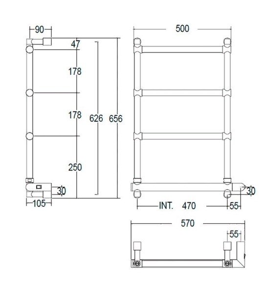 Электрический полотенцесушитель Margaroli 542  BOX 5424704NONB черный матовый
