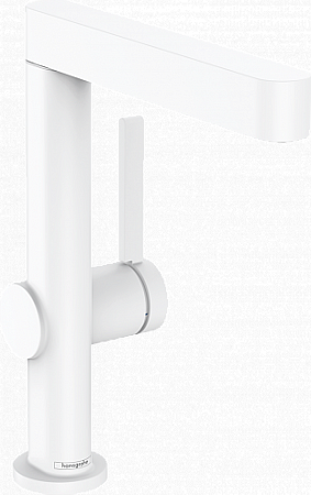 Смеситель для раковины Hansgrohe Finoris 76060700 с поворотным изливом, со сливным клапаном Push-Open, матовый белый