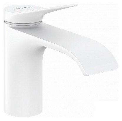 Смеситель для раковины Hansgrohe Vivenis 80 со сливным гарнитуром 75010700, матовый белый