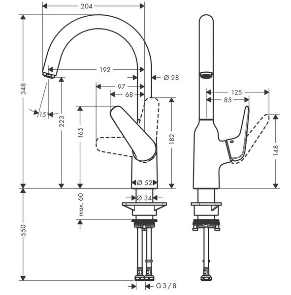 Кухонный смеситель 220, 1jet Hansgrohe 71802000, хром