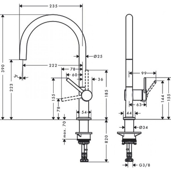 Кухонный смеситель 220, 1jet Hansgrohe 72804670, матовый черный