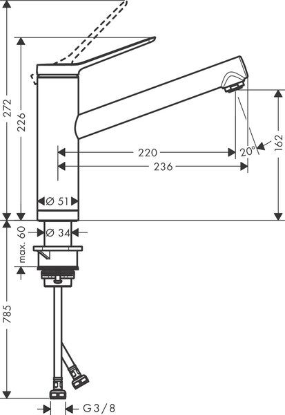 Кухонный смеситель Hansgrohe Zesis M33 160 74805000 для установки перед окном