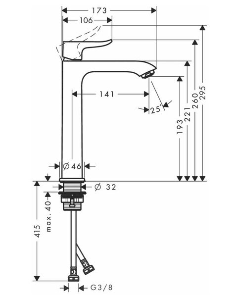 Смеситель Hansgrohe Metris 31185000 для раковины, хром