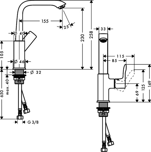 Смеситель Hansgrohe Metris 31187000 для раковины, хром