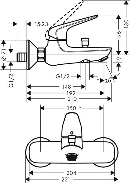 Смеситель для ванны Hansgrohe Novus Loop 71340000
