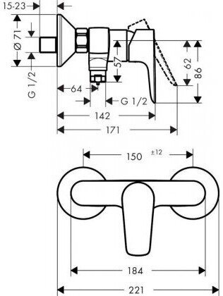 Смеситель Hansgrohe Talis E 71760140 для душа шлифованная бронза