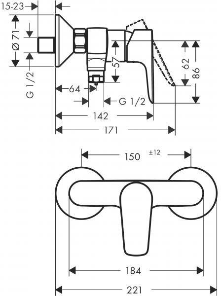 Смеситель Hansgrohe Talis E 71760670 для душа чёрный матовый