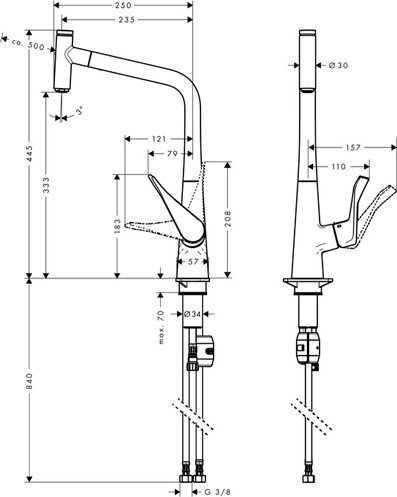 Смеситель для кухни Hansgrohe Metris Select 14884800, цвет сталь