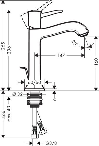 Смеситель для раковины Hansgrohe Metropol Classic 31302090, хром/золото