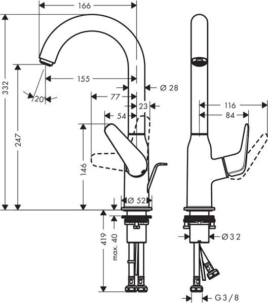 Смеситель для раковины Hansgrohe Novus 240 71126000