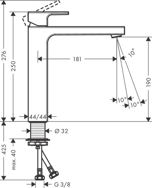 Смеситель для раковины Hansgrohe Vernis Shape 71591670 матовый черный