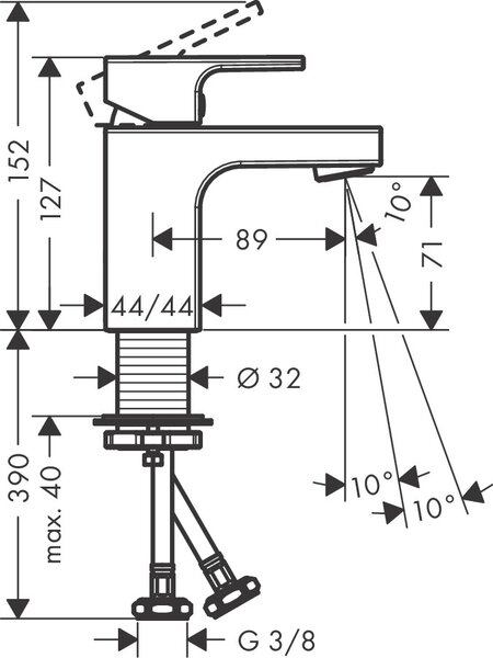Смеситель для раковины Hansgrohe Vernis Shape 70 71567000 без сливного набора, хром