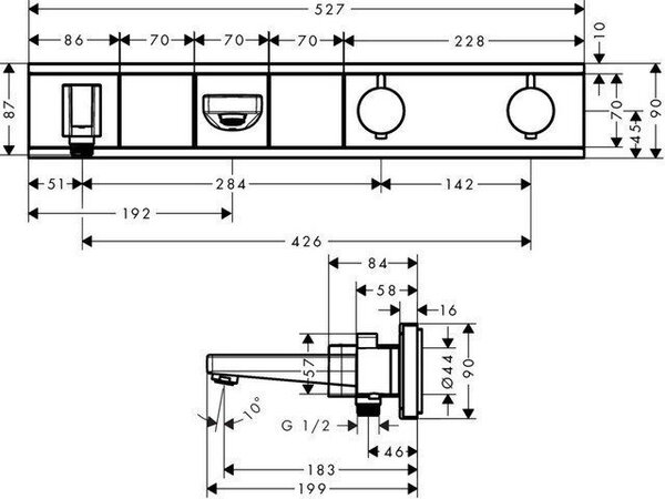 Термостат Hansgrohe RainSelect 15359400 для ванны с 2 потребителями, белый/хром