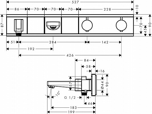 Термостат Hansgrohe RainSelect 15359600 для ванны с 2 потребителями, черный/хром