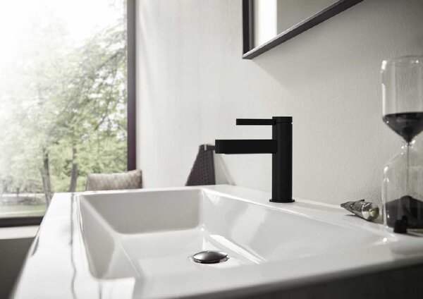 Смеситель для раковины Hansgrohe Finoris 76023670 со сливным клапаном Push-Open, матовый черный